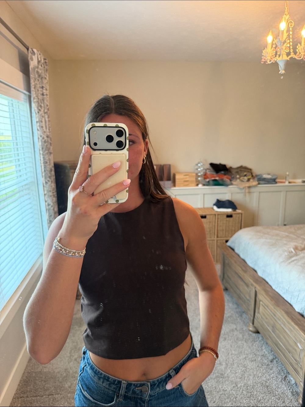 Zara Sleeveless Cropped Tank Top in Dark Brown